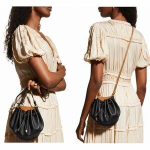 Ulla Johnson Women’s Paloma Ruched Drawstring Crossbody Shoulder Small Purse Bag